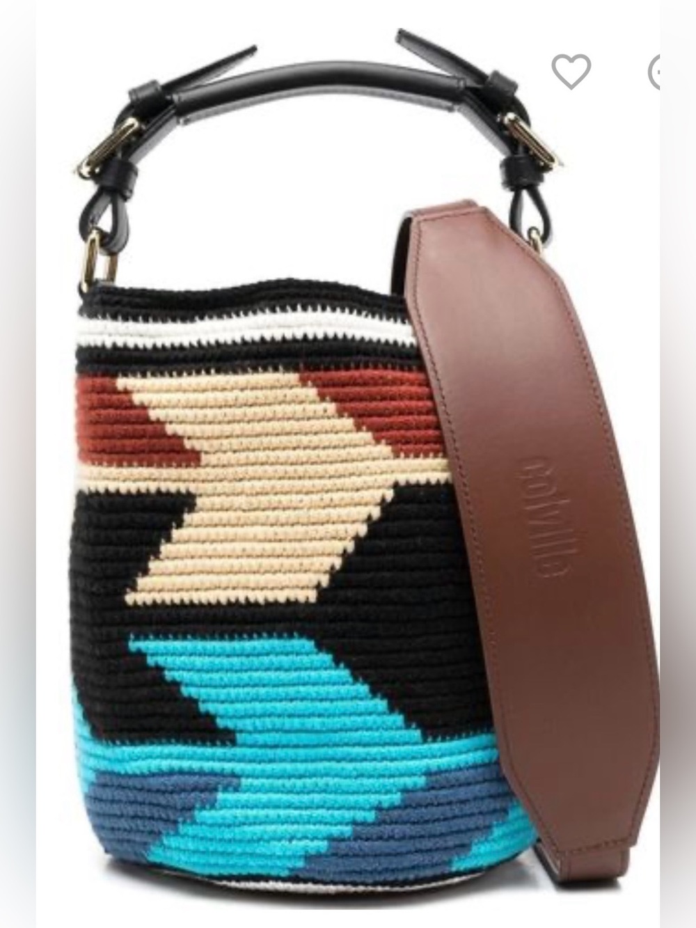 Colville Arrow knit cylinder tote bag small blue beige brown shoulder strap